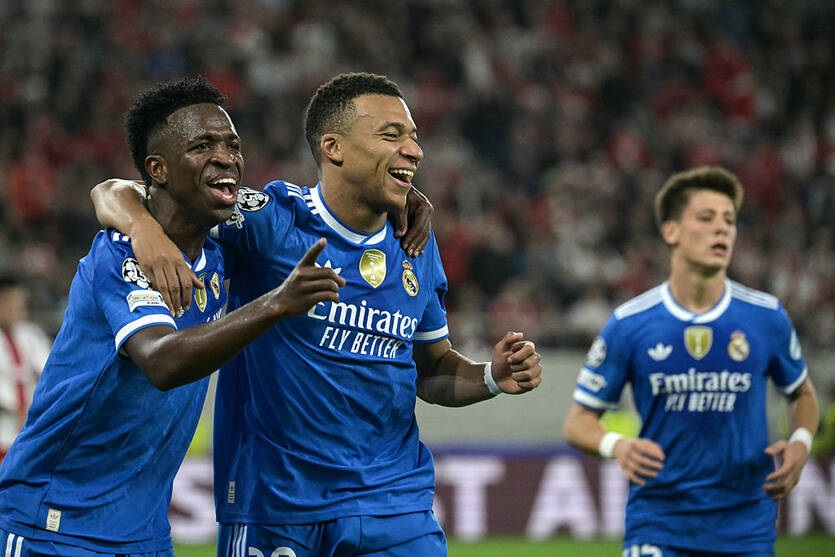 У матчі Реала й Олімпіакоса Лунін пропустив три голи, а Мбаппе забив чотири